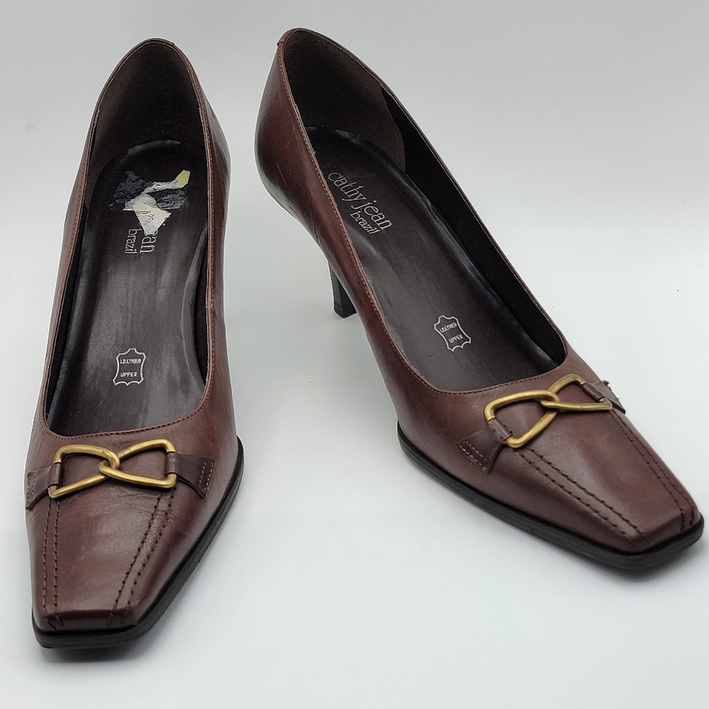 Brown Leather Pumps by cathy‎ jean Size 11. #1069